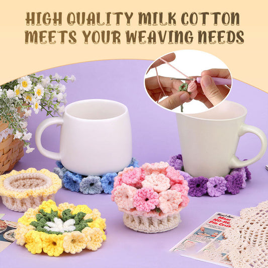 Hand Knit Flower Coaster Kit